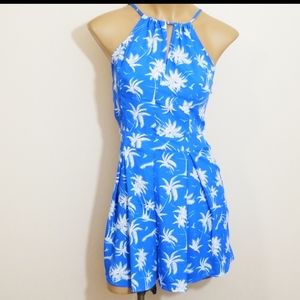 HOLLISTER Blue Palm and Tree  Romper, Sz L